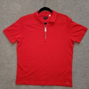 DIESEL red half-zip collared T